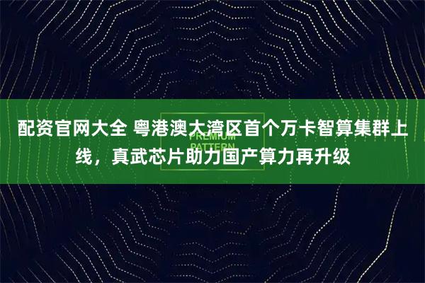 配资官网大全 粤港澳大湾区首个万卡智算集群上线，真武芯片助力国产算力再升级