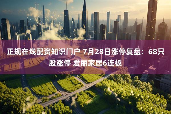 正规在线配资知识门户 7月28日涨停复盘：68只股涨停 爱丽家居6连板